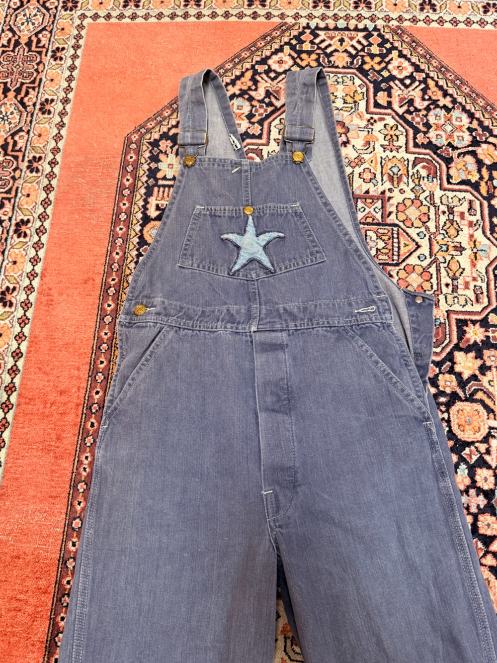 Vintage 1970's Patchwork Denim Overalls Small